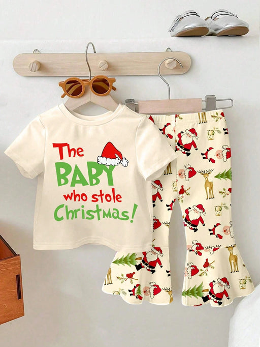 SHEIN Conjunto de 2 camisetas de manga corta y cuello redondo con estampado navideño - Quierox - Tienda Online