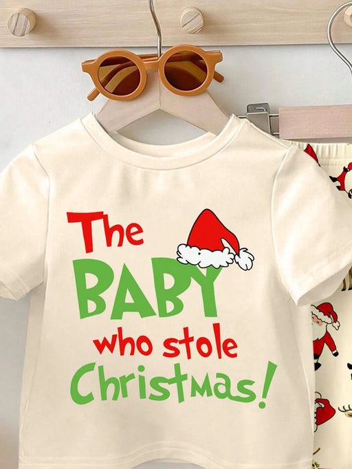 SHEIN Conjunto de 2 camisetas de manga corta y cuello redondo con estampado navideño - Quierox - Tienda Online