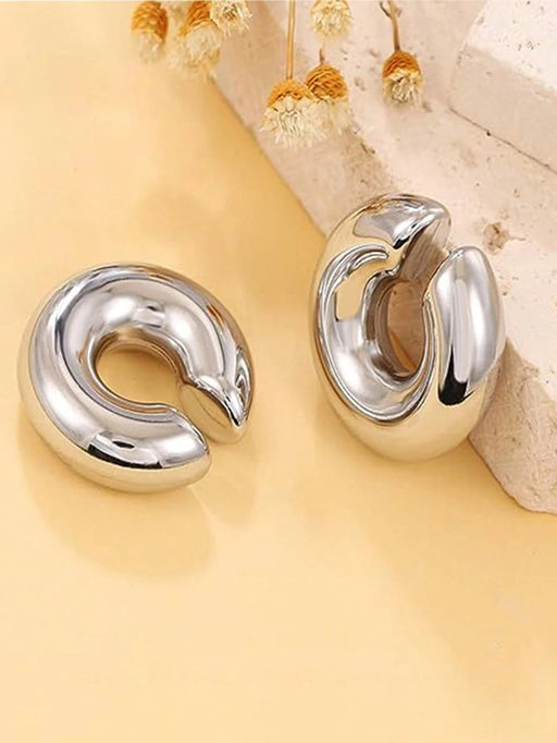 Shein Conjunto De 2 Pares De Pendientes De C De Acero - Quierox - Tienda Online