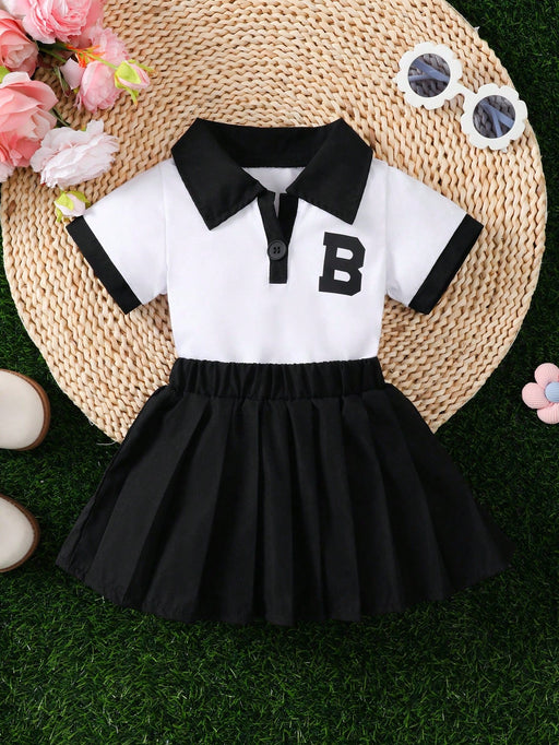 SHEIN Conjunto de 2 piezas de camisa de verano estilo preppy con solapa y letras - Quierox - Tienda Online