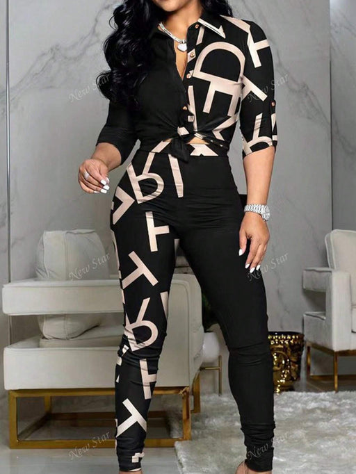 Shein Conjunto de 2 piezas de camisa manga larga y pantalón con estampado de camuflaje informal - Quierox - Tienda Online