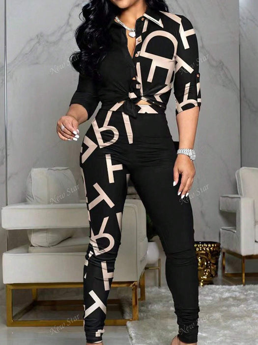Shein Conjunto de 2 piezas de camisa manga larga y pantalón con estampado de camuflaje informal - Quierox - Tienda Online
