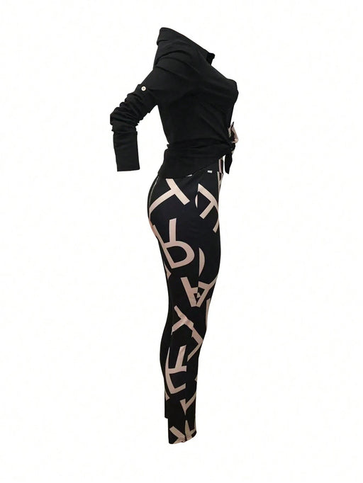 Shein Conjunto de 2 piezas de camisa manga larga y pantalón con estampado de camuflaje informal - Quierox - Tienda Online