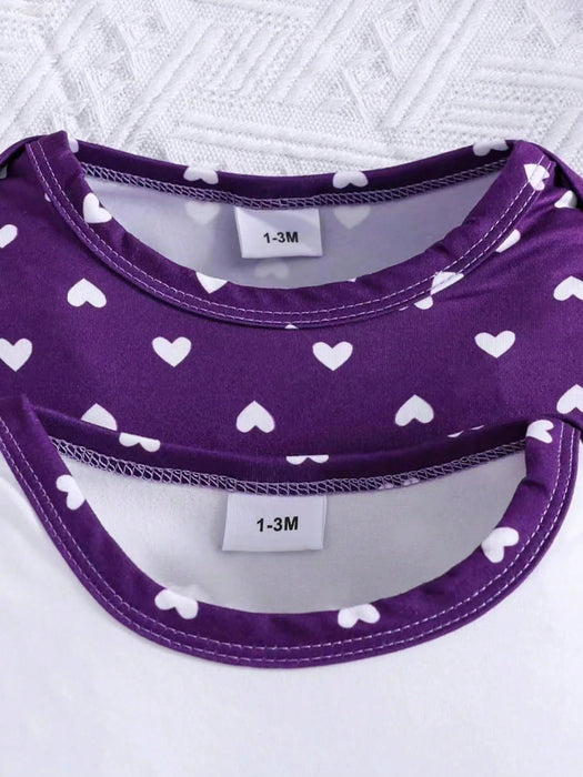 SHEIN Conjunto de 2 piezas de mono de manga larga con estampado de corazón y elefante para bebé niña - Quierox - Tienda Online