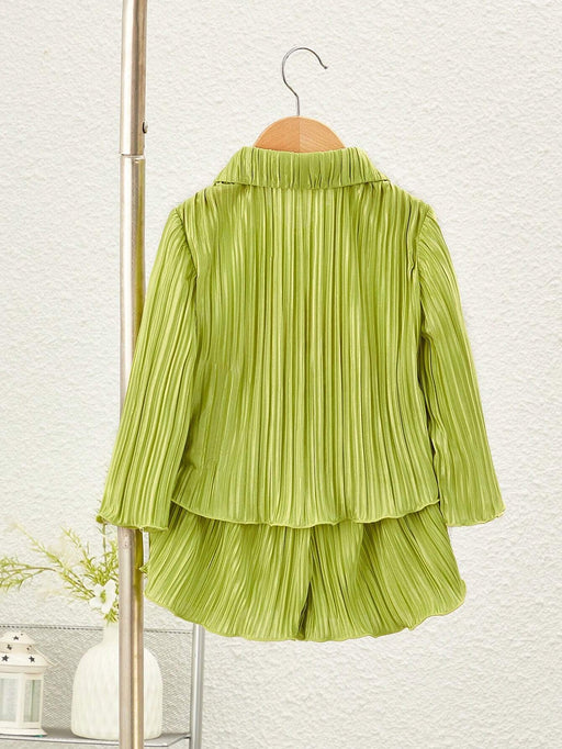 SHEIN Conjunto de 2 piezas de unicolor con pliegues para niña pequeña - Quierox - Tienda Online