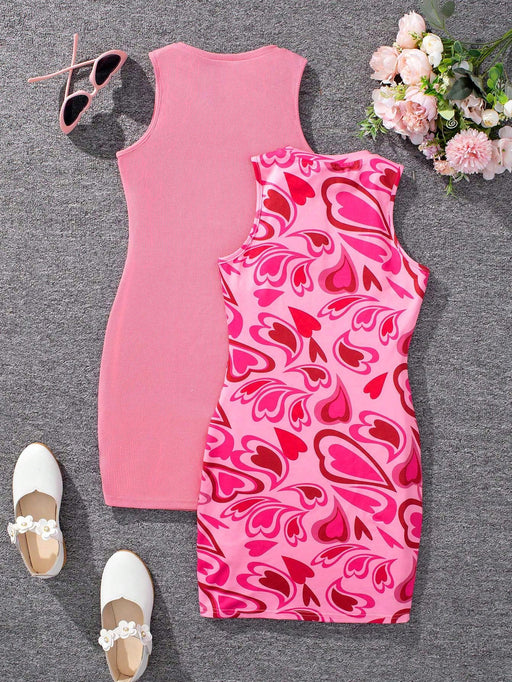 Shein Conjunto De 2 Piezas De Vestido Sin Mangas De Punto Deportivo Y Streetwear Con Cuello Redondo - Quierox - Tienda Online