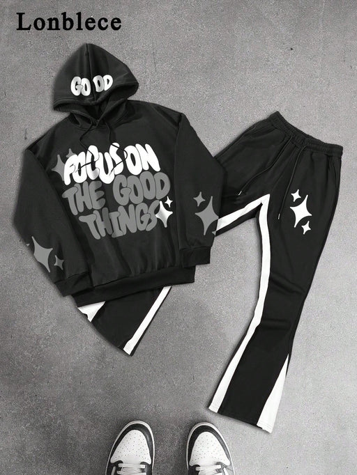 Shein Conjunto de 2 piezas Lonblece para hombre: sudadera con capucha y pantalones deportivos - Quierox - Tienda Online