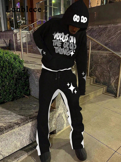 Shein Conjunto de 2 piezas Lonblece para hombre: sudadera con capucha y pantalones deportivos - Quierox - Tienda Online