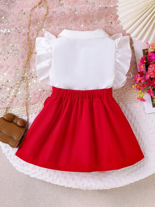 Shein Conjunto de 2 piezas para niña: top sin mangas con volantes y falda con lazo - Quierox - Tienda Online