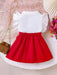 Shein Conjunto de 2 piezas para niña: top sin mangas con volantes y falda con lazo - Quierox - Tienda Online