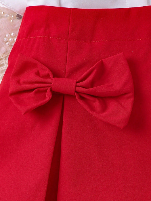 Shein Conjunto de 2 piezas para niña: top sin mangas con volantes y falda con lazo - Quierox - Tienda Online