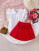 Shein Conjunto de 2 piezas para niña: top sin mangas con volantes y falda con lazo - Quierox - Tienda Online