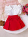 Shein Conjunto de 2 piezas para niña: top sin mangas con volantes y falda con lazo - Quierox - Tienda Online