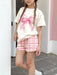 SHEIN Conjunto de 2 piezas para niñas, camiseta de manga corta y shorts con estampado - Quierox - Tienda Online