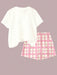 SHEIN Conjunto de 2 piezas para niñas, camiseta de manga corta y shorts con estampado - Quierox - Tienda Online