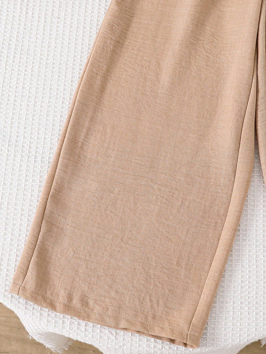 SHEIN Conjunto de 2 piezas para niñas de top sin mangas con volantes + pantalones de pierna ancha - Quierox - Tienda Online