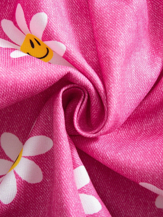 SHEIN Conjunto de 2 piezas para niñas Elladie Kids: shorts asimétricos con estampado de girasoles - Quierox - Tienda Online