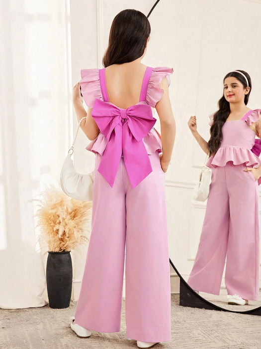 SHEIN Conjunto de 2 piezas para niñas preadolescentes: camisa y pantalón con volantes - Quierox - Tienda Online