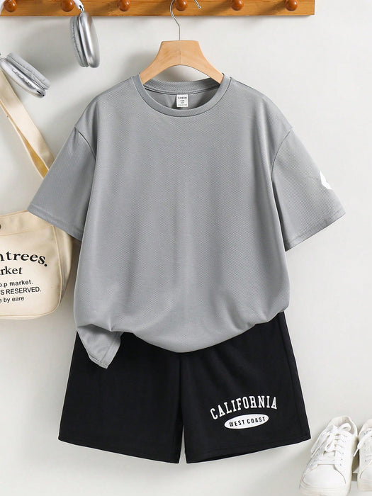 SHEIN Conjunto de 2 piezas para niño preadolescente, informal, versátil, cómodo, estilo urbano - Quierox - Tienda Online