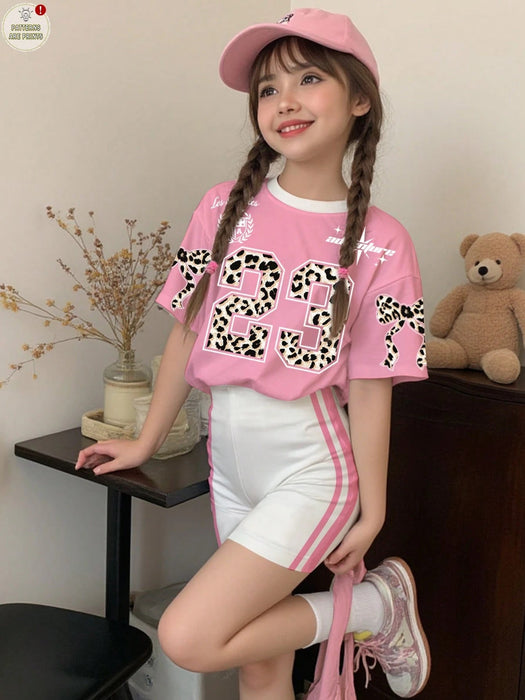 SHEIN Conjunto de 2 piezas para preadolescentes: camiseta de manga corta y shorts - Quierox - Tienda Online