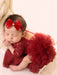 Shein Conjunto de 2 piezas Pelele de encaje rojo para fotografía de recién nacida con lazo y diadema de perlas - Quierox - Tienda Online