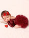 Shein Conjunto de 2 piezas Pelele de encaje rojo para fotografía de recién nacida con lazo y diadema de perlas - Quierox - Tienda Online