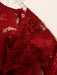 Shein Conjunto de 2 piezas Pelele de encaje rojo para fotografía de recién nacida con lazo y diadema de perlas - Quierox - Tienda Online