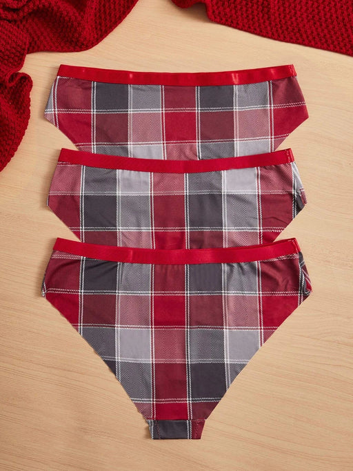 Shein Conjunto de 3 bragas a cuadros Plus - Quierox - Tienda Online