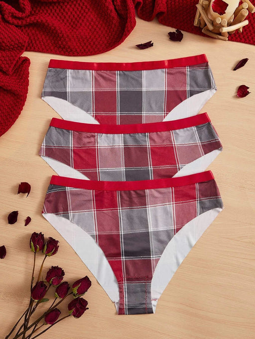 Shein Conjunto de 3 bragas a cuadros Plus - Quierox - Tienda Online