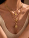 Shein Conjunto de 3 collares con colgantes de acero inoxidable color amarillo dorado, elegantes y sencillos - Quierox - Tienda Online