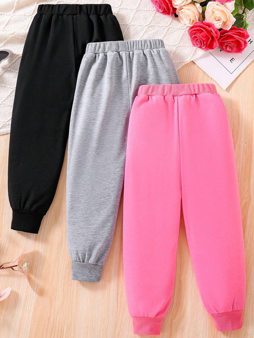 SHEIN Conjunto de 3 leggings deportivos para niñas con estampado floral, de corazones y letras - Quierox - Tienda Online