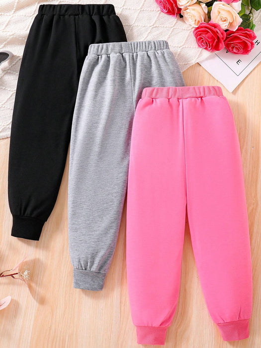 SHEIN Conjunto de 3 leggings deportivos para niñas con estampado floral, de corazones y letras - Quierox - Tienda Online