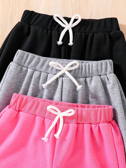 SHEIN Conjunto de 3 leggings deportivos para niñas con estampado floral, de corazones y letras - Quierox - Tienda Online