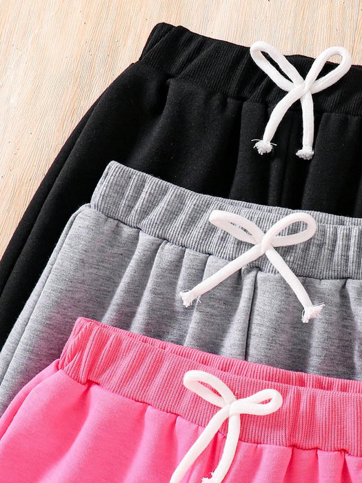 SHEIN Conjunto de 3 leggings deportivos para niñas con estampado floral, de corazones y letras - Quierox - Tienda Online