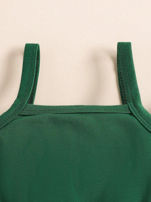 SHEIN Conjunto de 3 piezas para bebé niña, camisola elegante verde casual - Quierox - Tienda Online