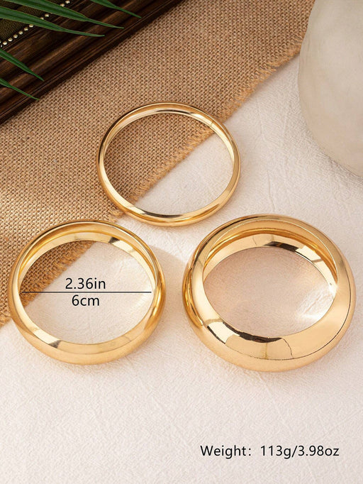 SHEIN Conjunto de 3 pulseras lujosas circulares doradas para mujeres - Quierox - Tienda Online
