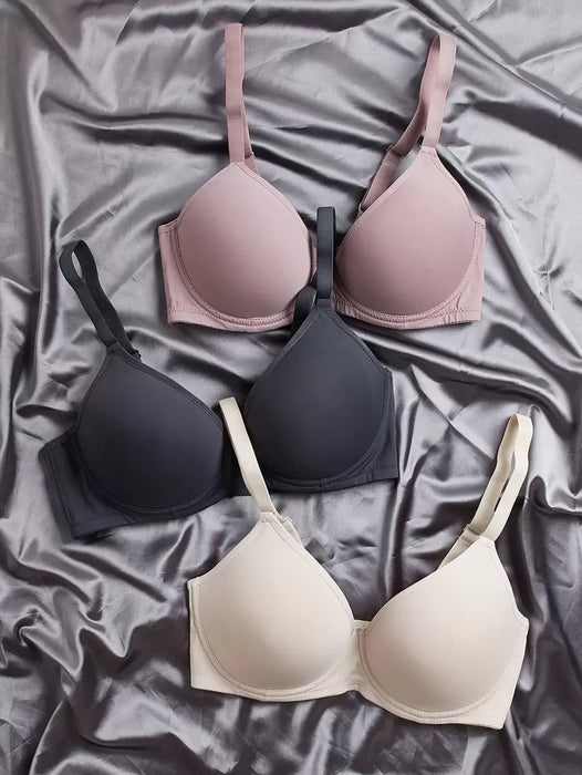 SHEIN Conjunto de 3 sujetadores push up de microfibra con copa suave y copa completa - Quierox - Tienda Online