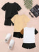 SHEIN Conjunto de 3pcs camiseta básica y pantalón corto con estampado para niños - Quierox - Tienda Online