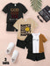 SHEIN Conjunto de 3pcs camiseta básica y pantalón corto con estampado para niños - Quierox - Tienda Online