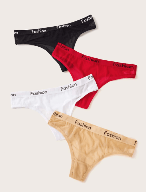 Shein Conjunto de 4 bragas con cinta adhesiva con letras - Quierox - Tienda Online