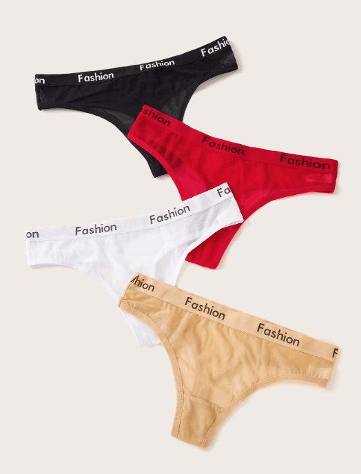 Shein Conjunto de 4 bragas con cinta adhesiva con letras - Quierox - Tienda Online