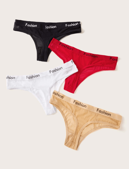 Shein Conjunto de 4 bragas con cinta adhesiva con letras - Quierox - Tienda Online