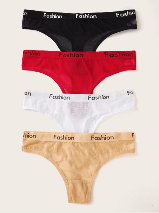 Shein Conjunto de 4 bragas con cinta adhesiva con letras - Quierox - Tienda Online