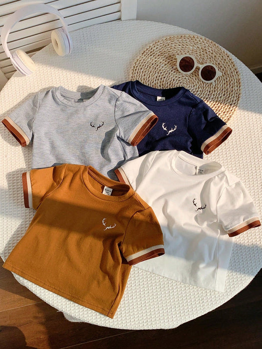 SHEIN Conjunto de 4 piezas de camisetas de manga corta de punto con estampado para niño - Quierox - Tienda Online