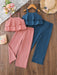 SHEIN Conjunto de 4 piezas para niñas Genkimix Kids: top de tirantes con pantalones anchos - Quierox - Tienda Online