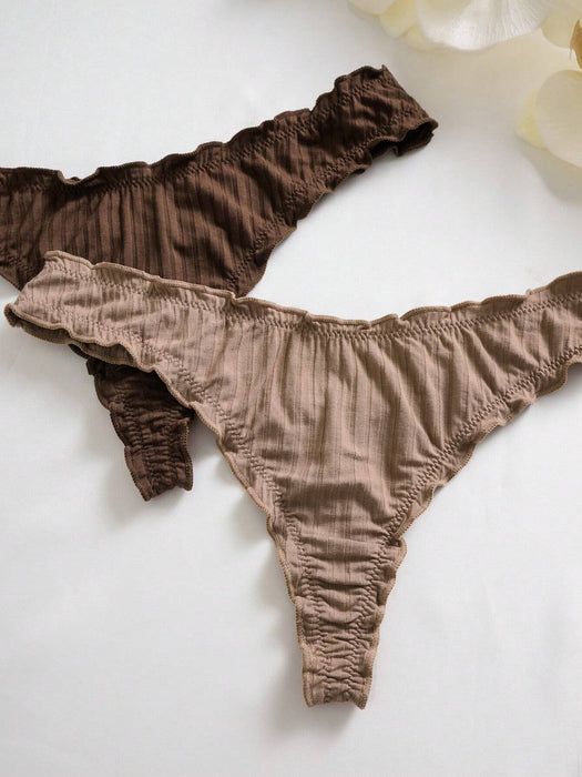 SHEIN Conjunto de 5 braguitas tipo tanga con volantes y rayas de PetitDoll. - Quierox - Tienda Online
