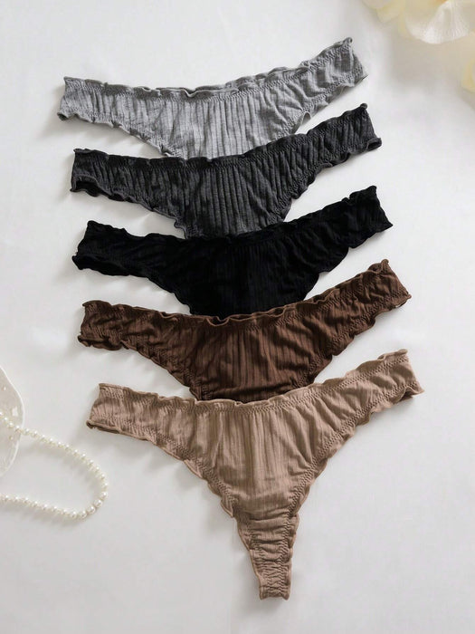 SHEIN Conjunto de 5 braguitas tipo tanga con volantes y rayas de PetitDoll. - Quierox - Tienda Online