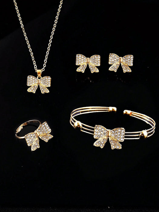 SHEIN Conjunto de 5 piezas de joyeria de mariposas en dorado,para niñas. - Quierox - Tienda Online
