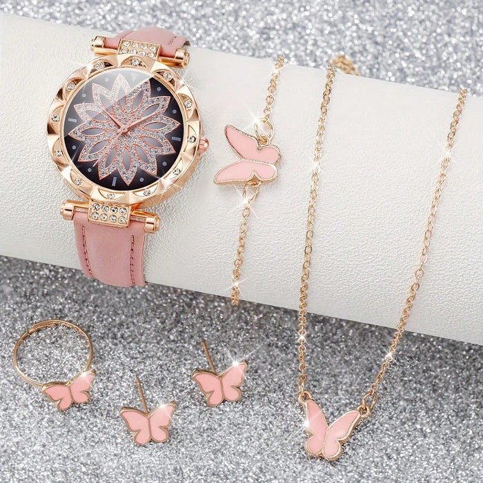 SHEIN Conjunto de 6 piezas de reloj para damas con correa, reloj de cuarzo, collar con dije.. - Quierox - Tienda Online