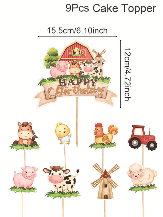 Shein Conjunto de 9 piezas de Insertos para pasteles con tema de Animales de Granja - Quierox - Tienda Online